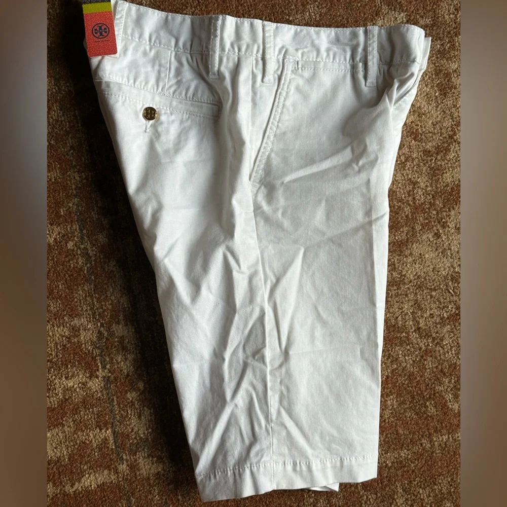 Tory Burch NWT white Bermuda Chino long shorts 25 logo buttons multiple pockets* - Picture 8 of 12